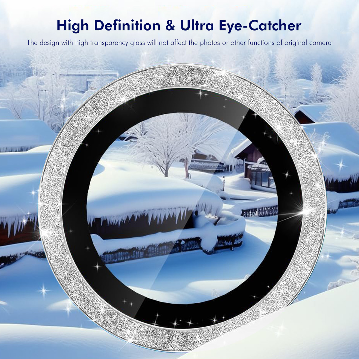 iPhone 17 Pro/17 Pro Max - ENKAY Camera Lens Glass Protector Glitter Silver - 5