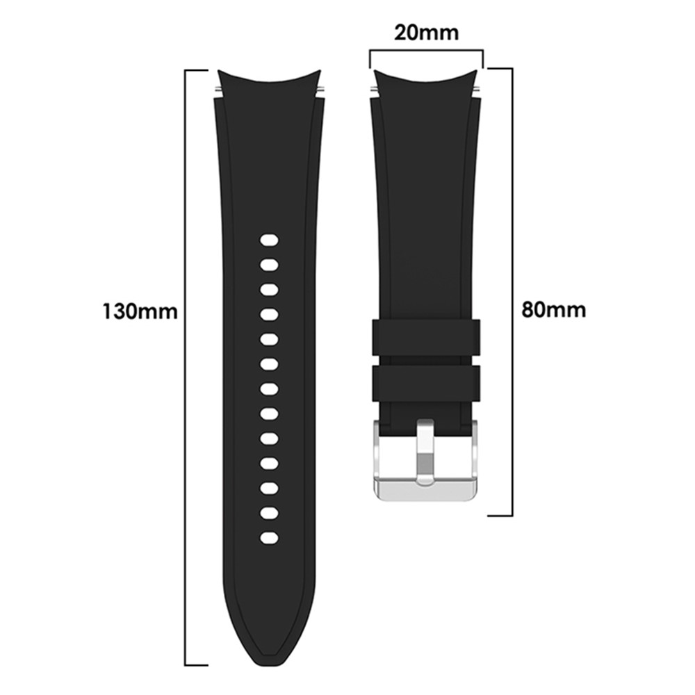 SmartWatch Band 20mm - Silicone With Stainless Steel Buckle Black - 4