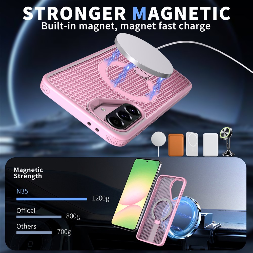 SS Gxy A36/A56 - Kickstand Grid Texture Pink - 2