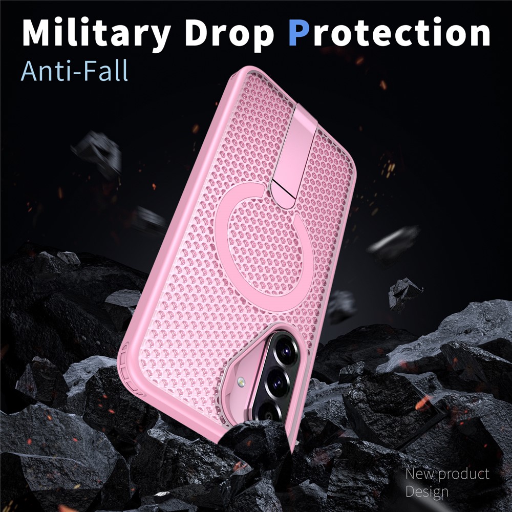 SS Gxy A36/A56 - Kickstand Grid Texture Pink - 3