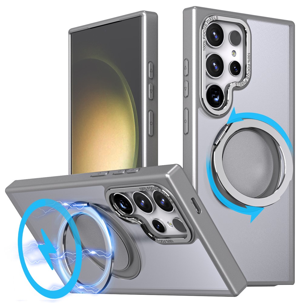 SS Gxy S24 Ultra - Magnetic Ring Kickstand Titanium Grey