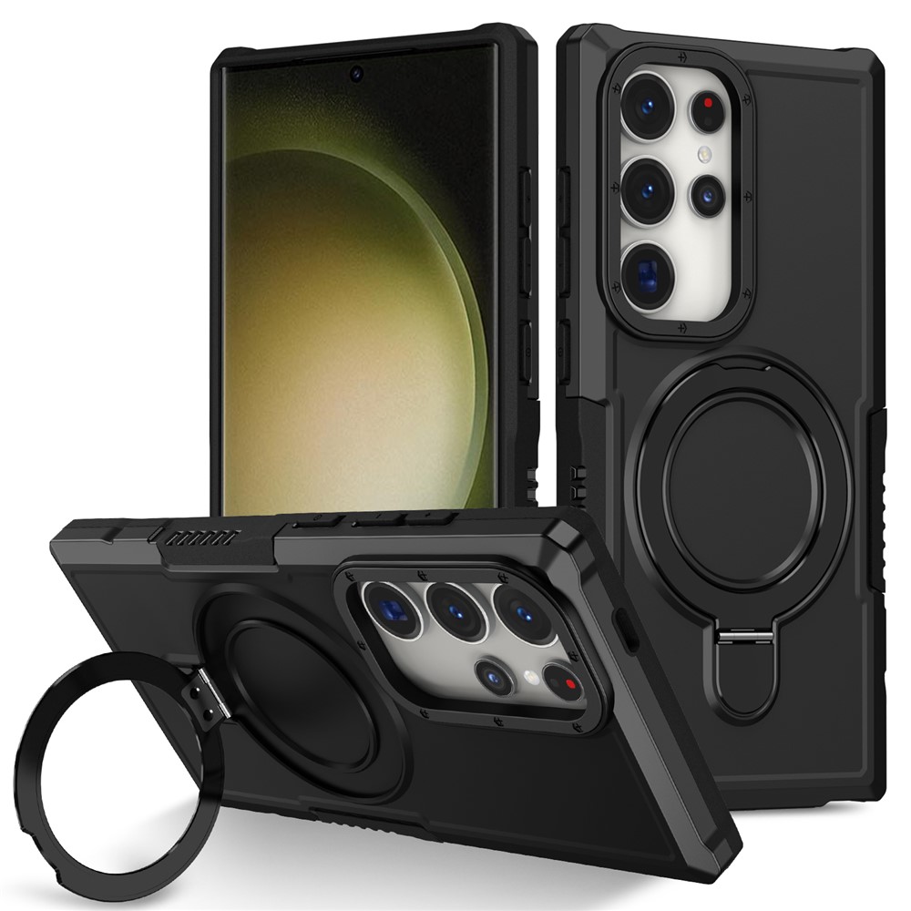 SS Gxy S24 Ultra - Shockproof 2 in 1 With Ring MagSafe Black