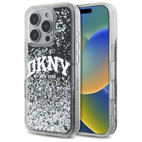 iPhone 16 Pro Max - DKNY Liquid Glitters Arch Logo Black - 2