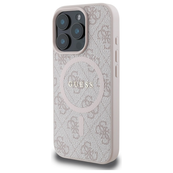 iPhone 16 Pro Max - GUESS PU Grained Gold Ring Pink - 2