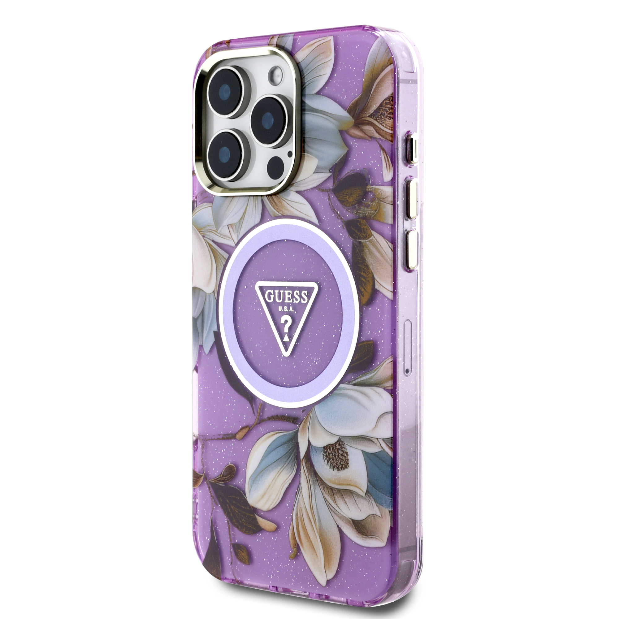 iPhone 16 Pro - GUESS Glitter Flower With MagSafe Purple - 2