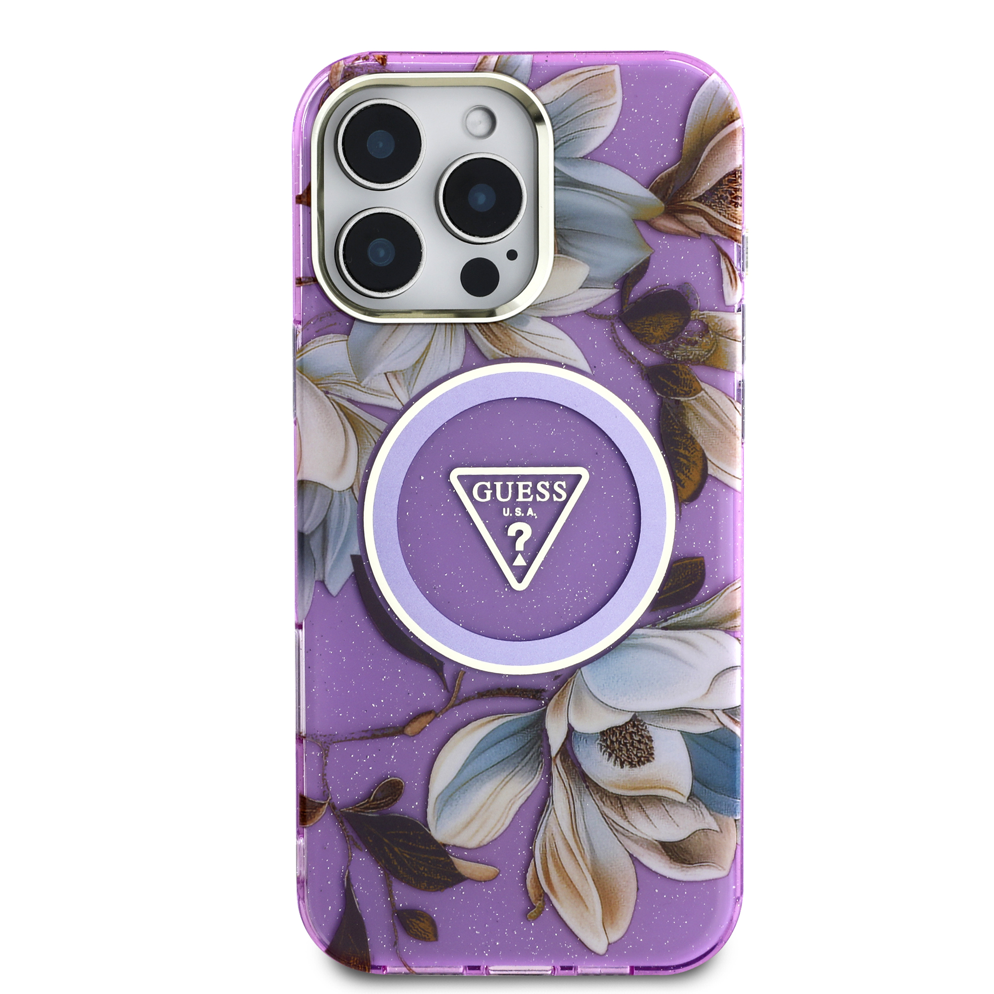 iPhone 16 Pro Max - GUESS Glitter Flower With MagSafe Purple - 3