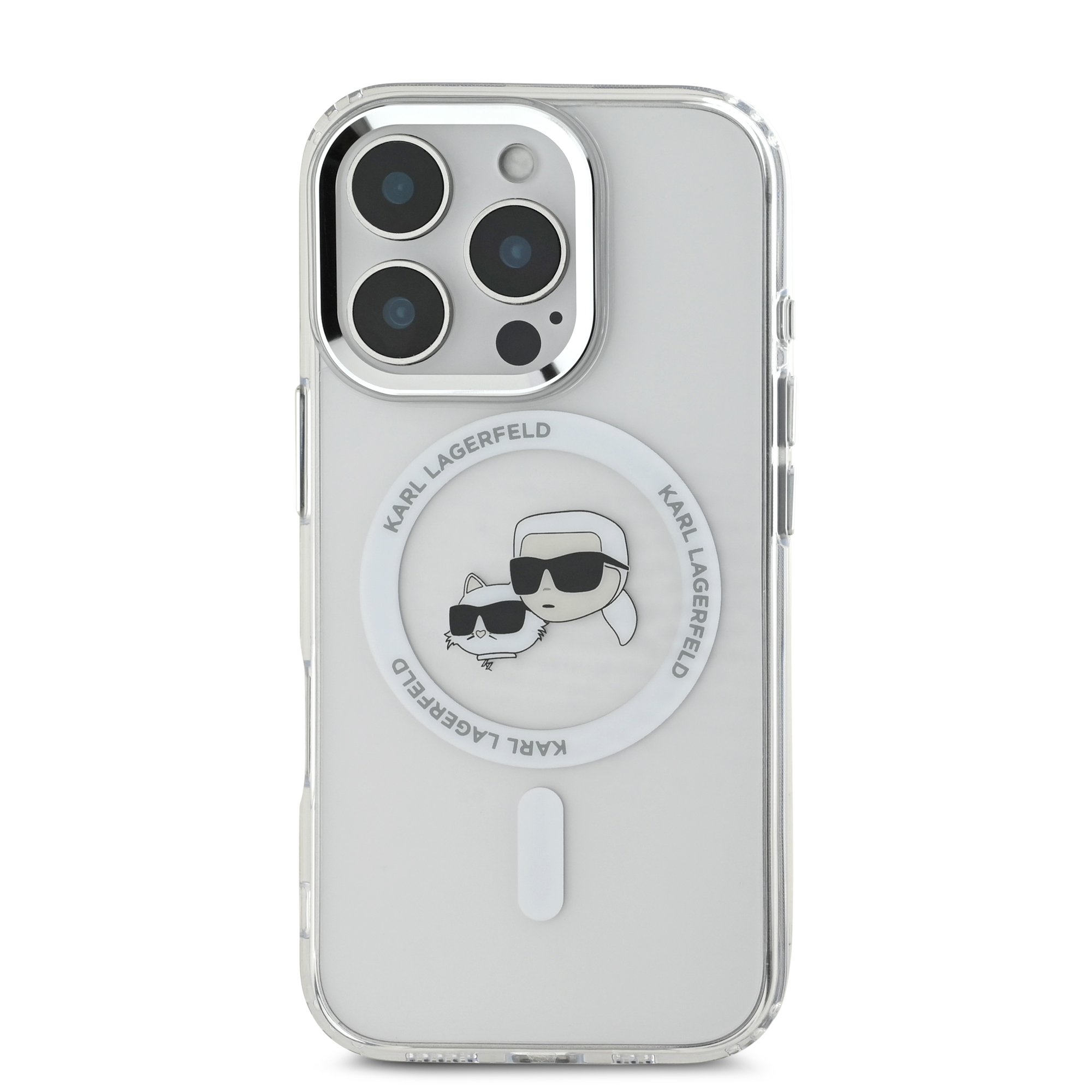 iPhone 16 Pro Max - KARL LAGERFELD Hard Case MagSafe IML Metal KC Heads White - 3