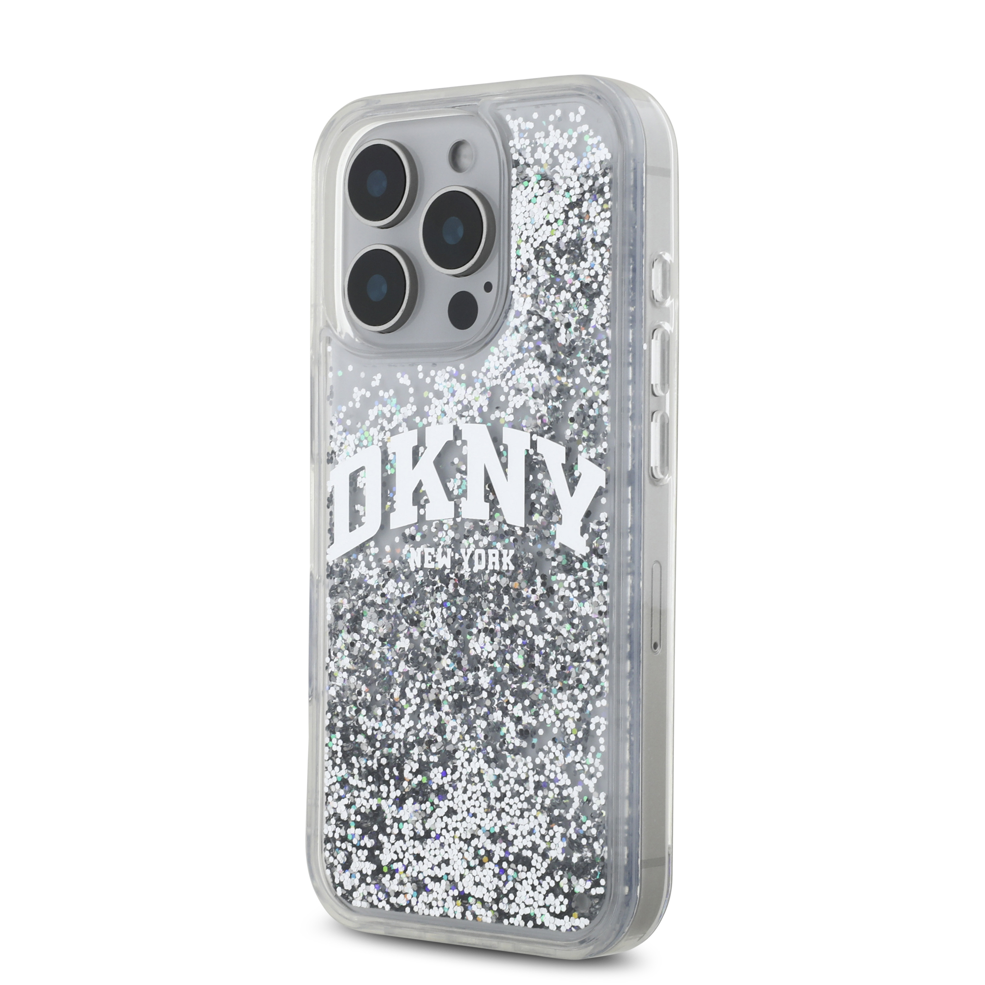 iPhone 16 Pro Max - DKNY Liquid Glitters Arch Logo Silver - 2