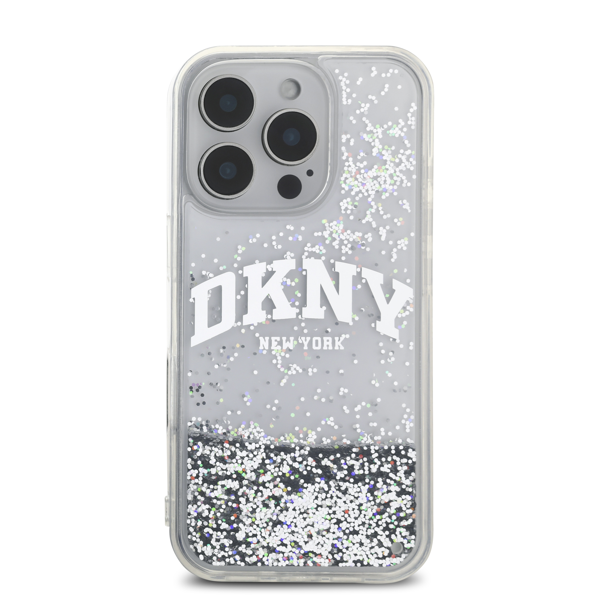 iPhone 16 Pro Max - DKNY Liquid Glitters Arch Logo Silver - 3