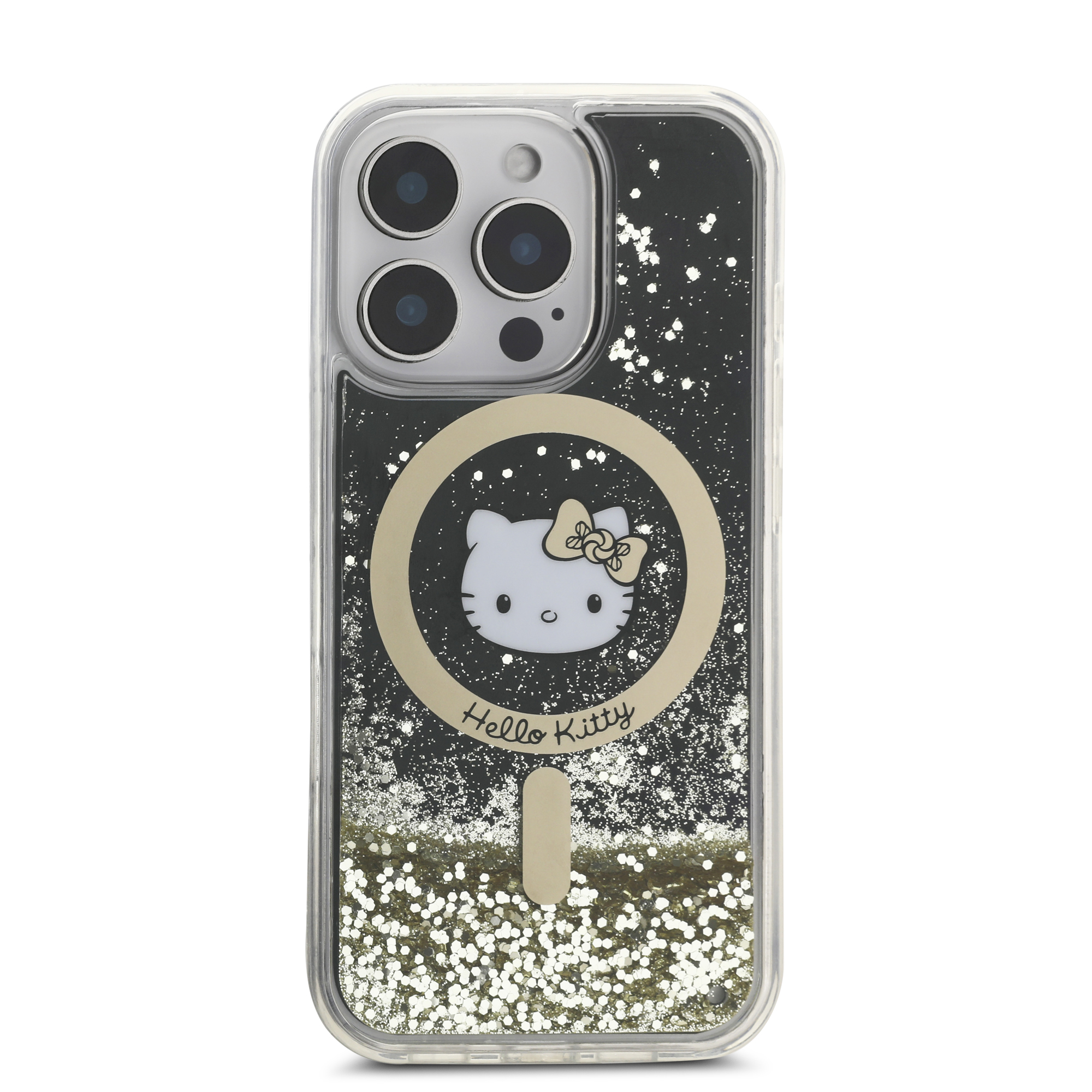 iPhone 16 Pro - HELLO KITTY Liquid Glitters Gold Fever Black - 3