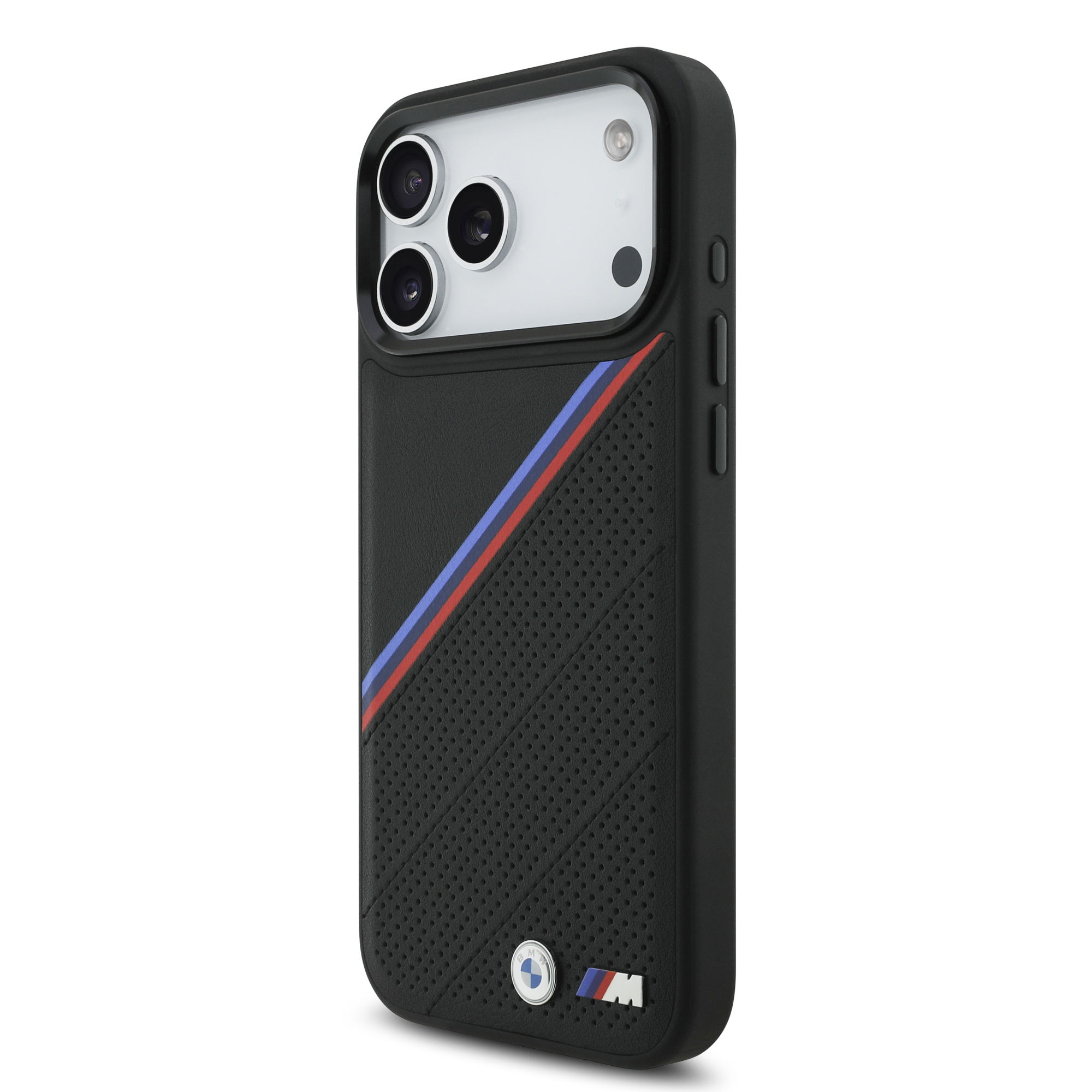 iPhone 17 Pro Max - BMW Leather Tricolor Slanted Tripes Black - 2