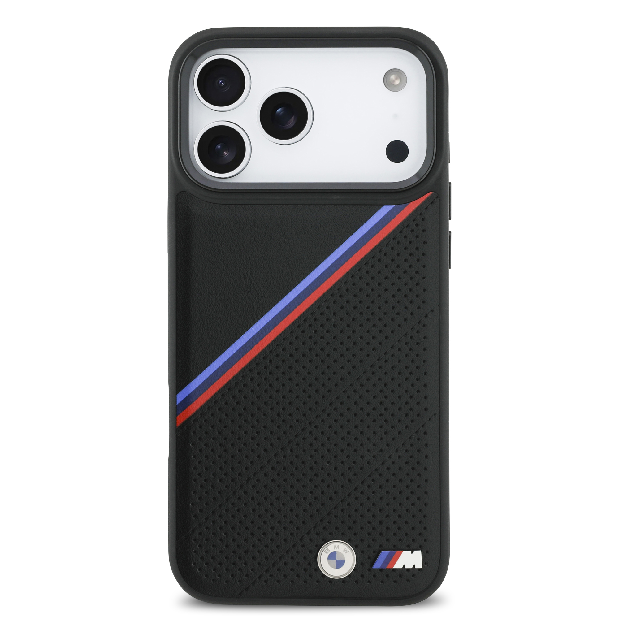 iPhone 17 Pro Max - BMW Leather Tricolor Slanted Tripes Black - 3