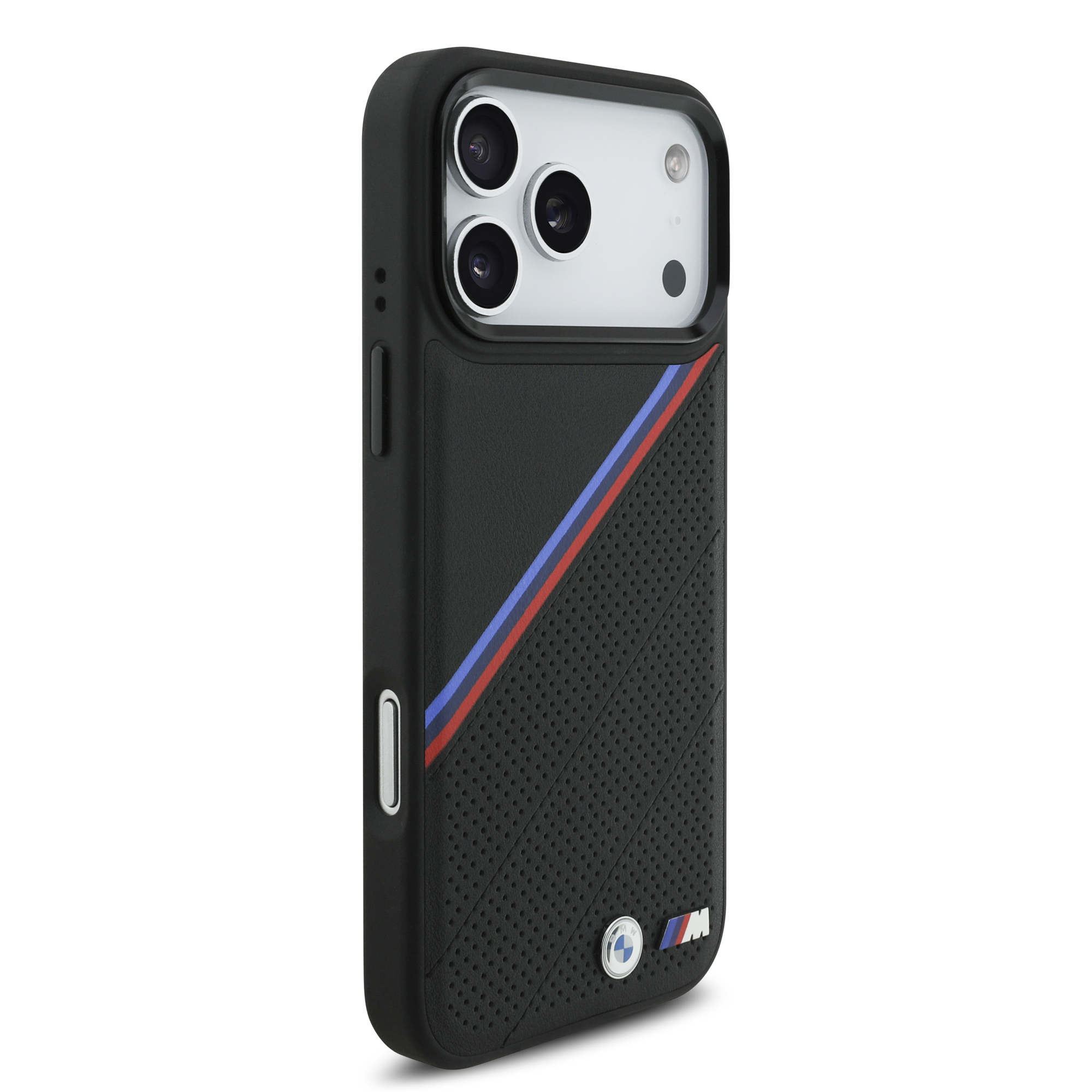 iPhone 17 Pro Max - BMW Leather Tricolor Slanted Tripes Black - 4