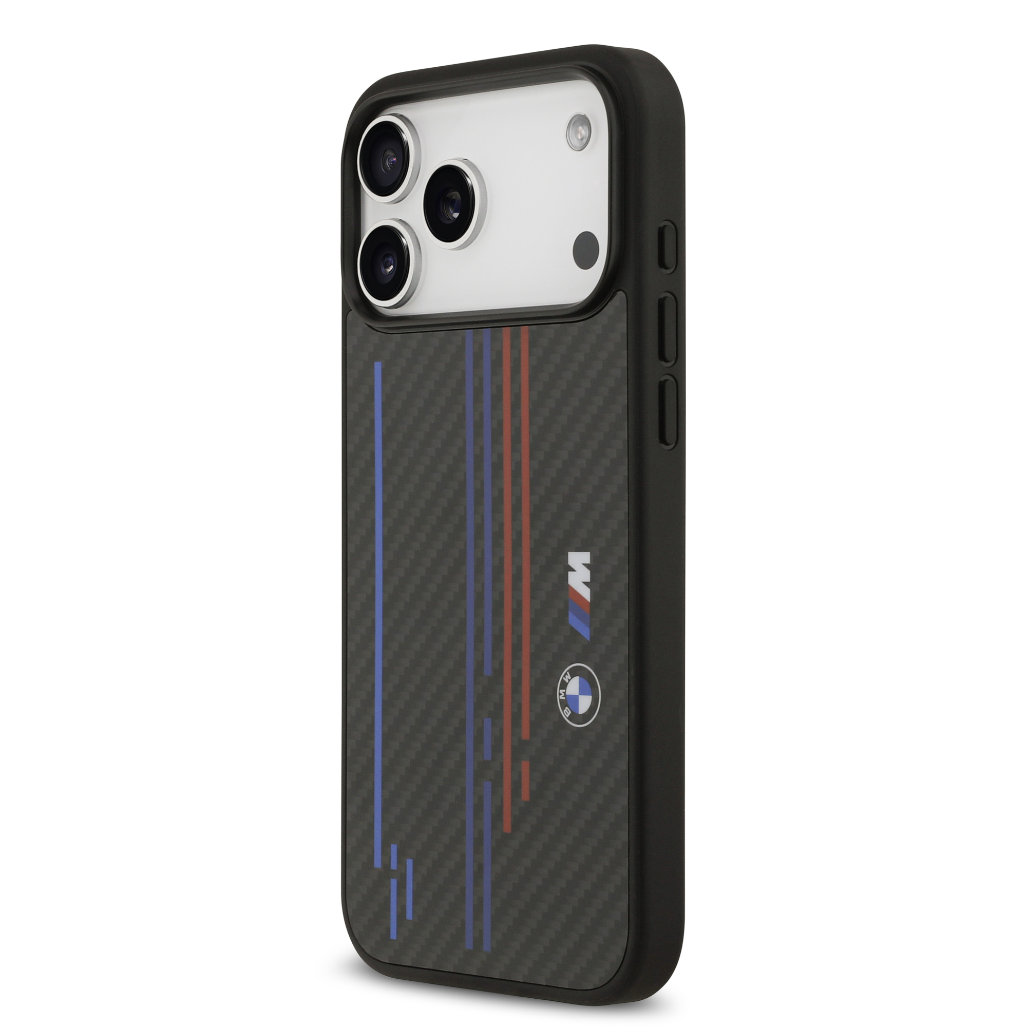 iPhone 17 Pro Max - BMW Kevlar With Printed Tricolor Lines Black - 2