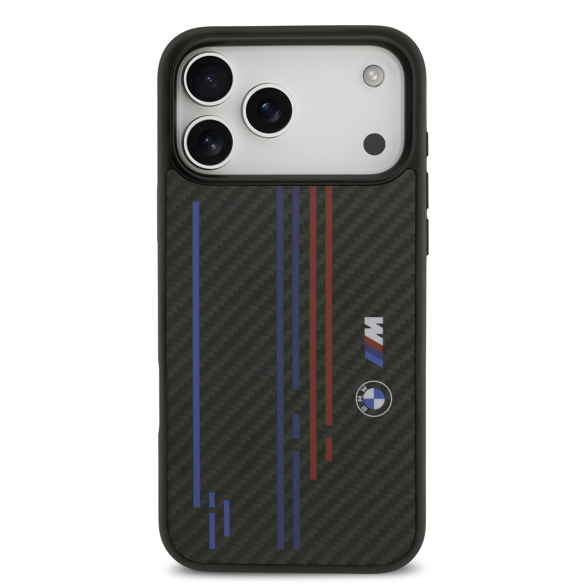 iPhone 17 Pro Max - BMW Kevlar With Printed Tricolor Lines Black - 3