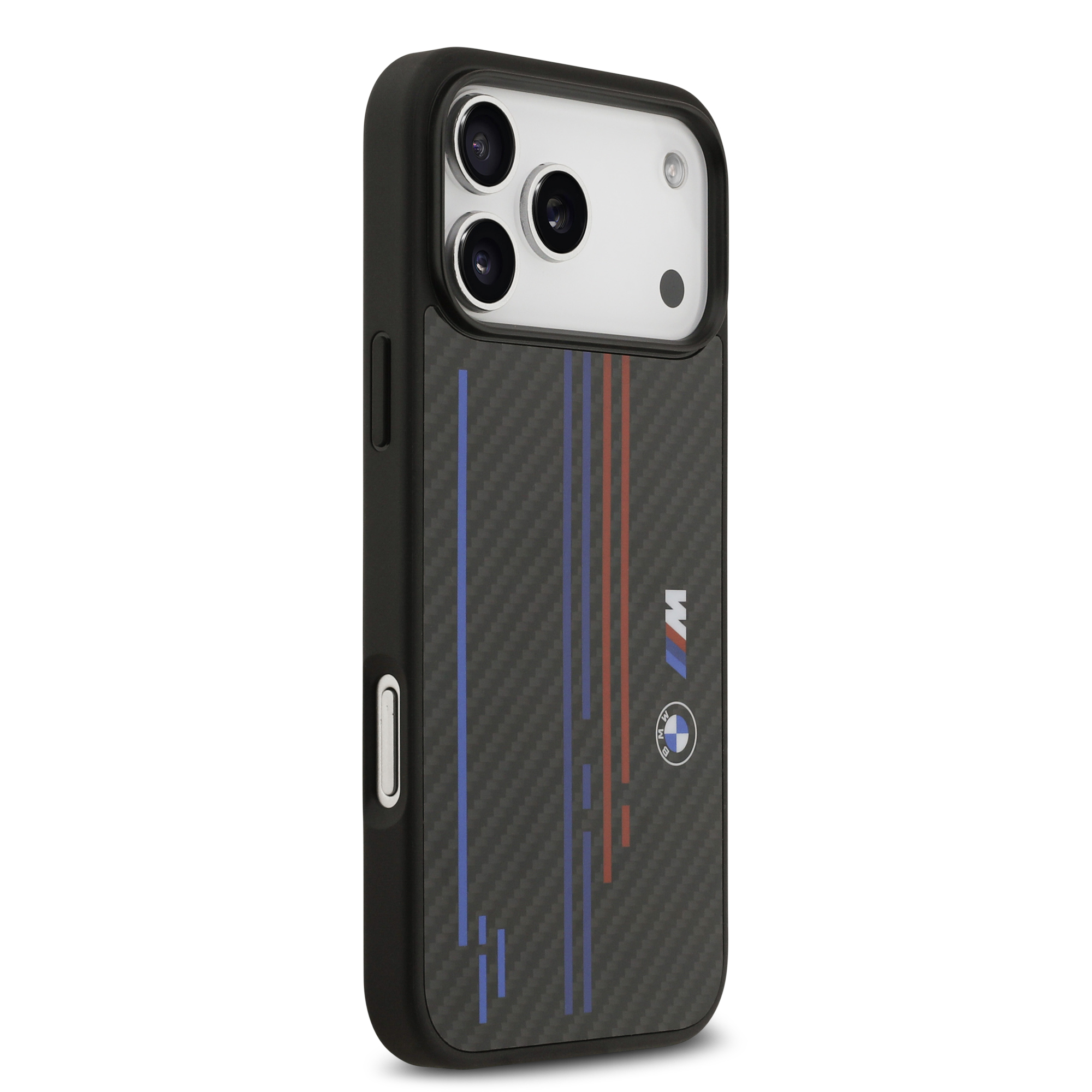 iPhone 17 Pro Max - BMW Kevlar With Printed Tricolor Lines Black - 4
