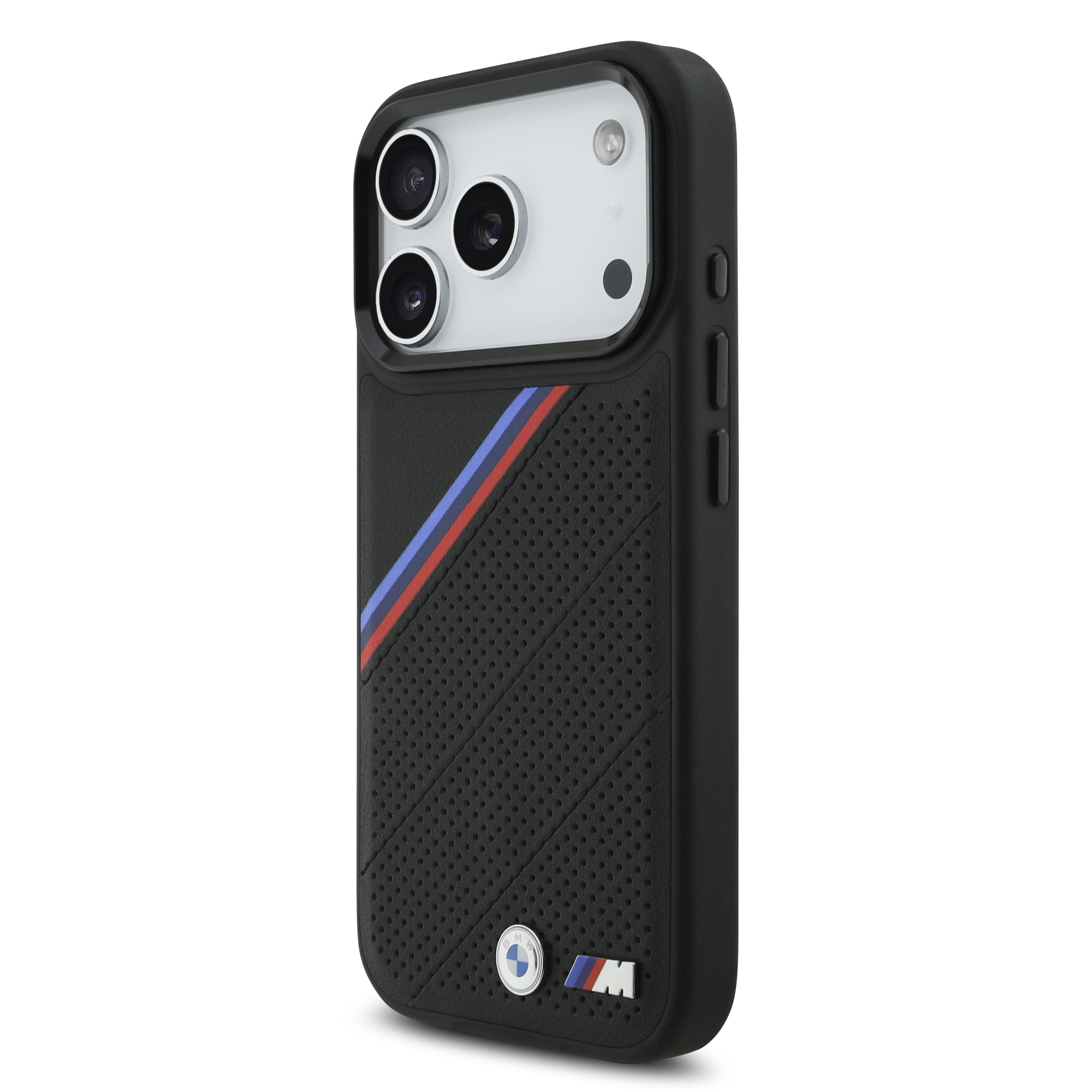 iPhone 17 Pro - BMW Leather Tricolor Slanted Tripes Black - 2