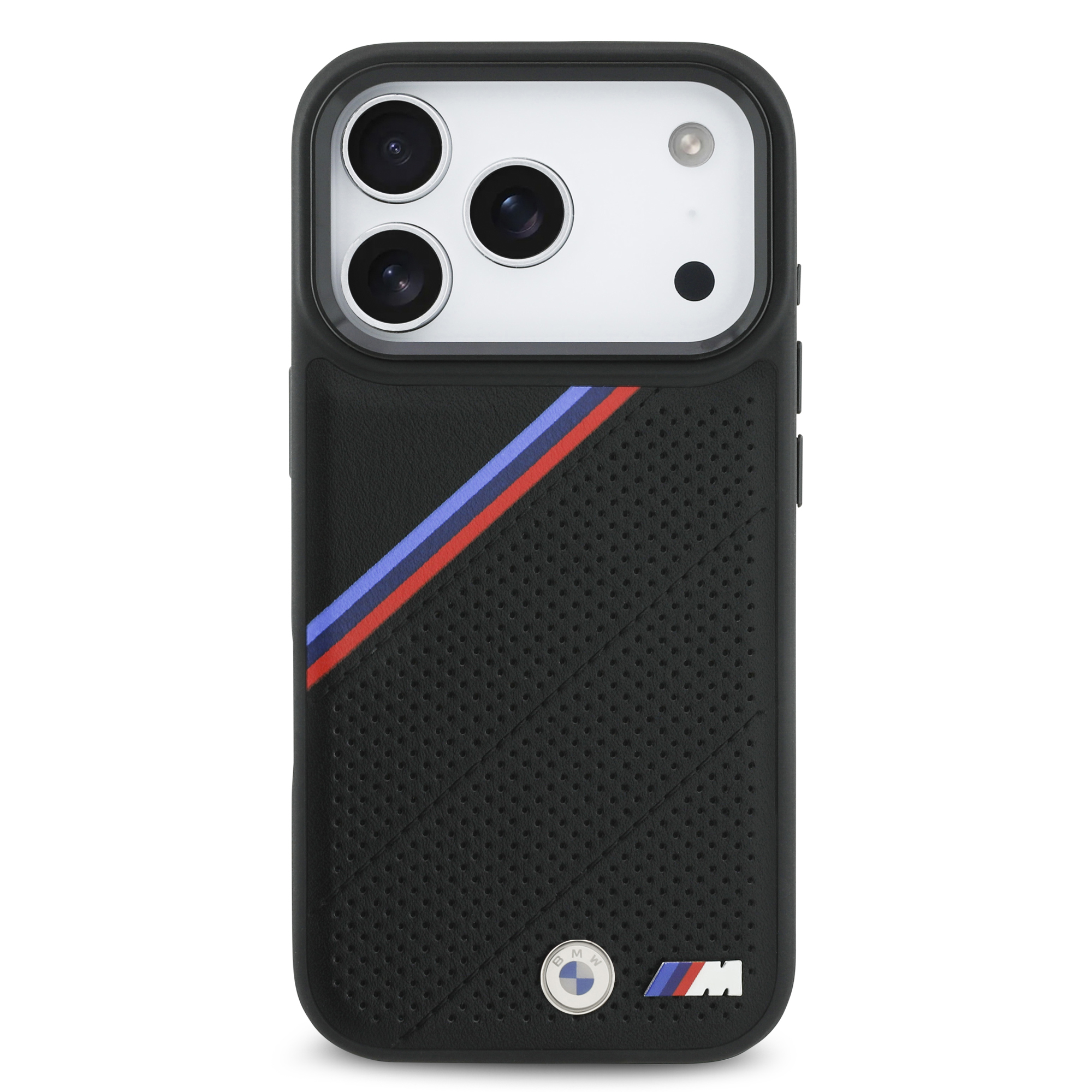 iPhone 17 Pro - BMW Leather Tricolor Slanted Tripes Black - 3