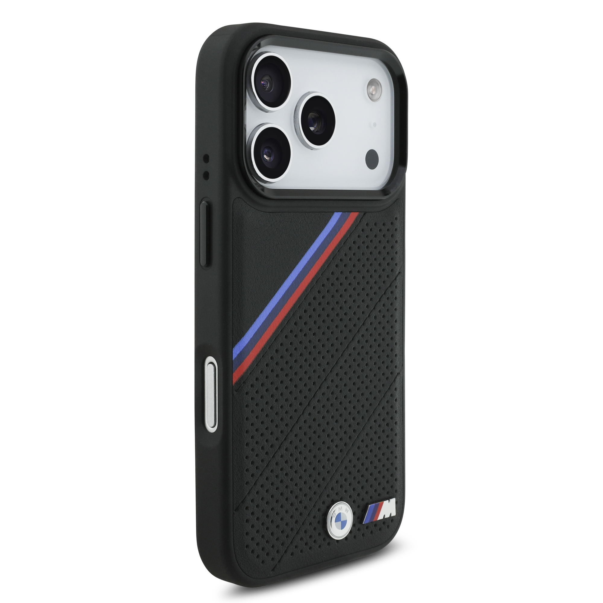 iPhone 17 Pro - BMW Leather Tricolor Slanted Tripes Black - 4