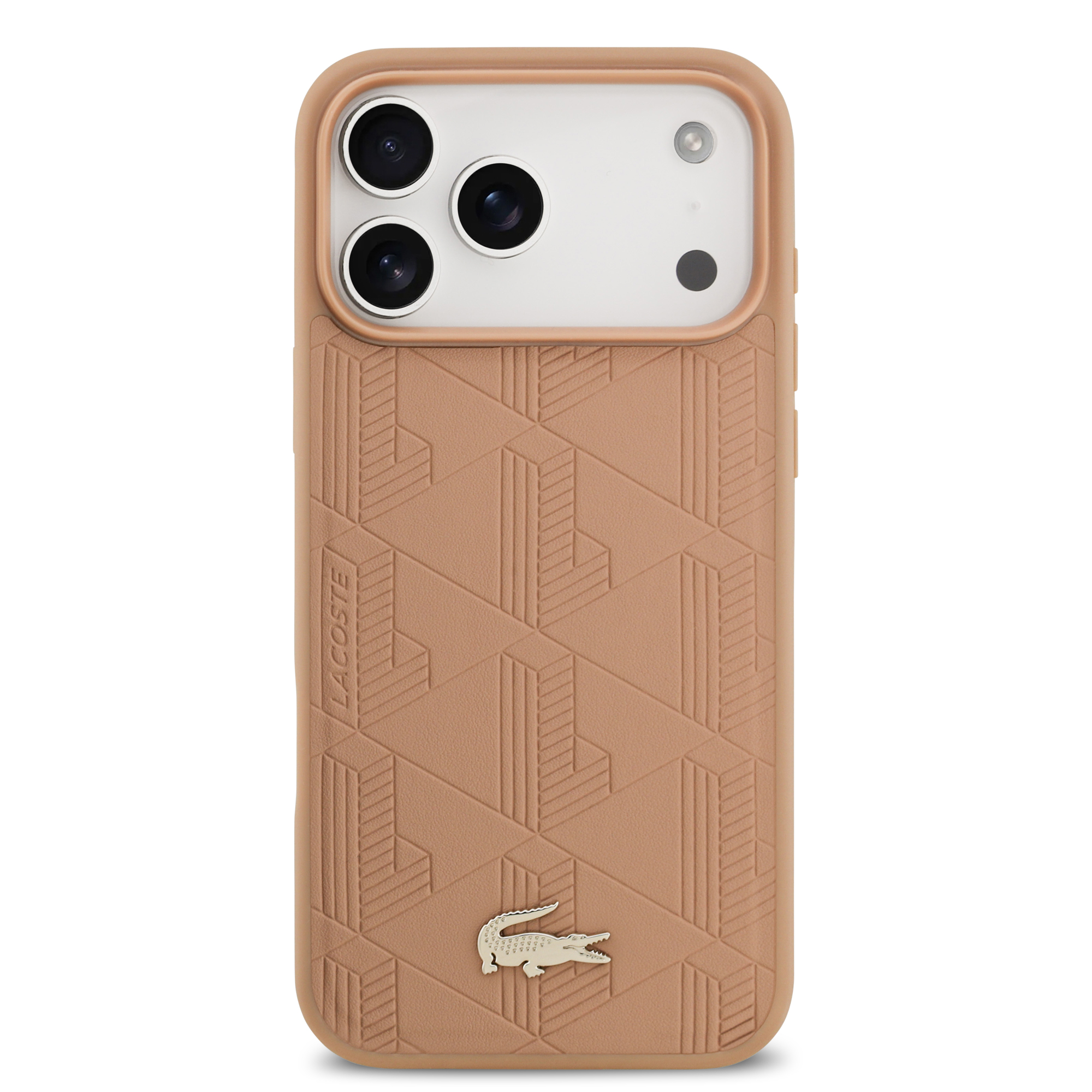 iPhone 17 Pro Max - LACOSTE Leather Monogrammed Gold Logo Pink - 3