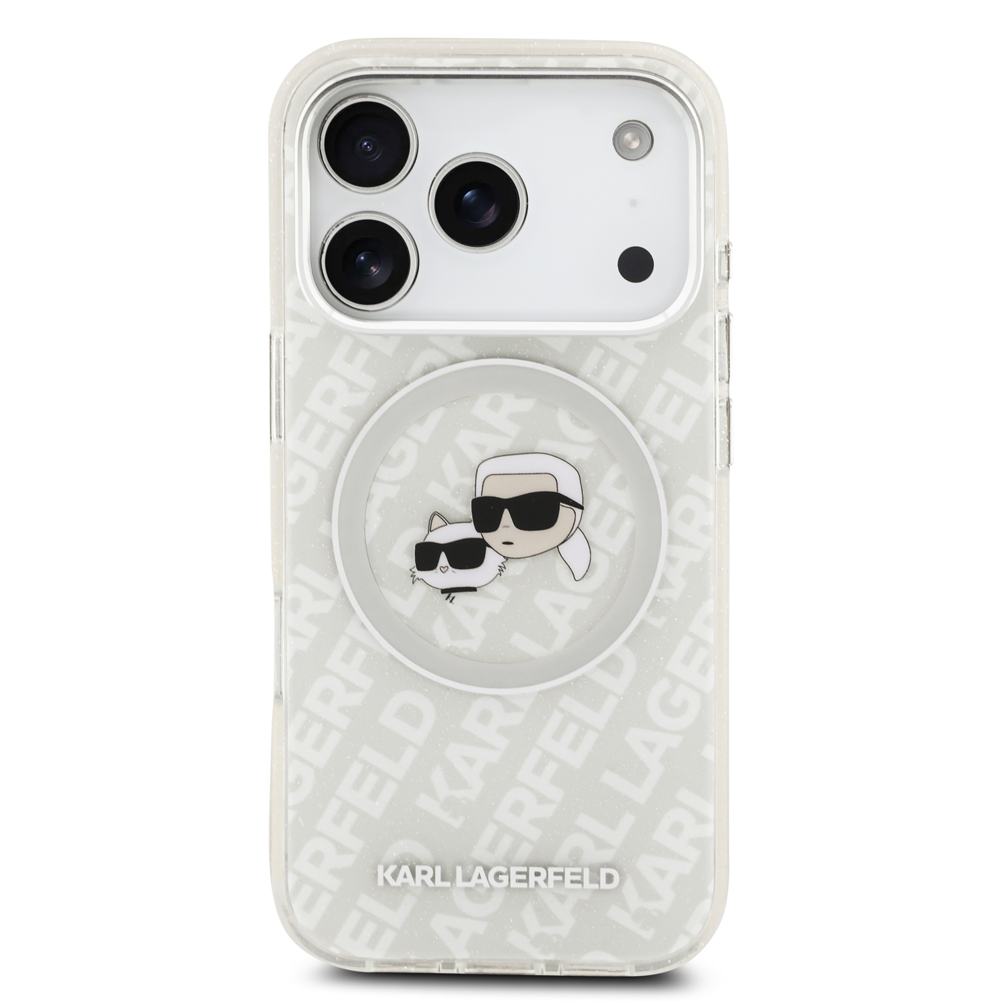 iPhone 17 Pro - KARL LAGERFELD Glitter Karl&Choupette Heads Grey - 3