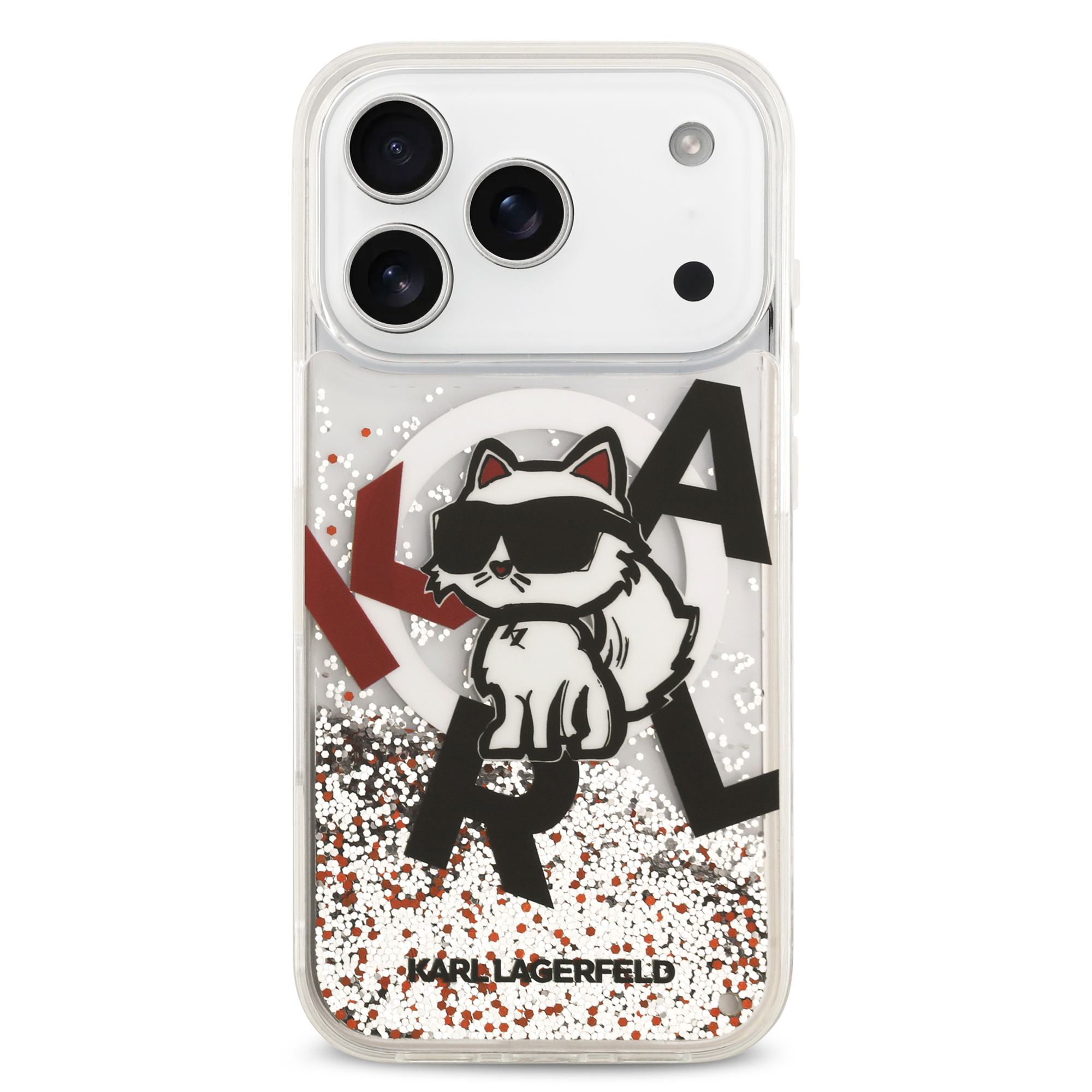 iPhone 17 Pro - KARL LAGERFELD Liquid Glitter With Scattered Choupette Transparent - 3