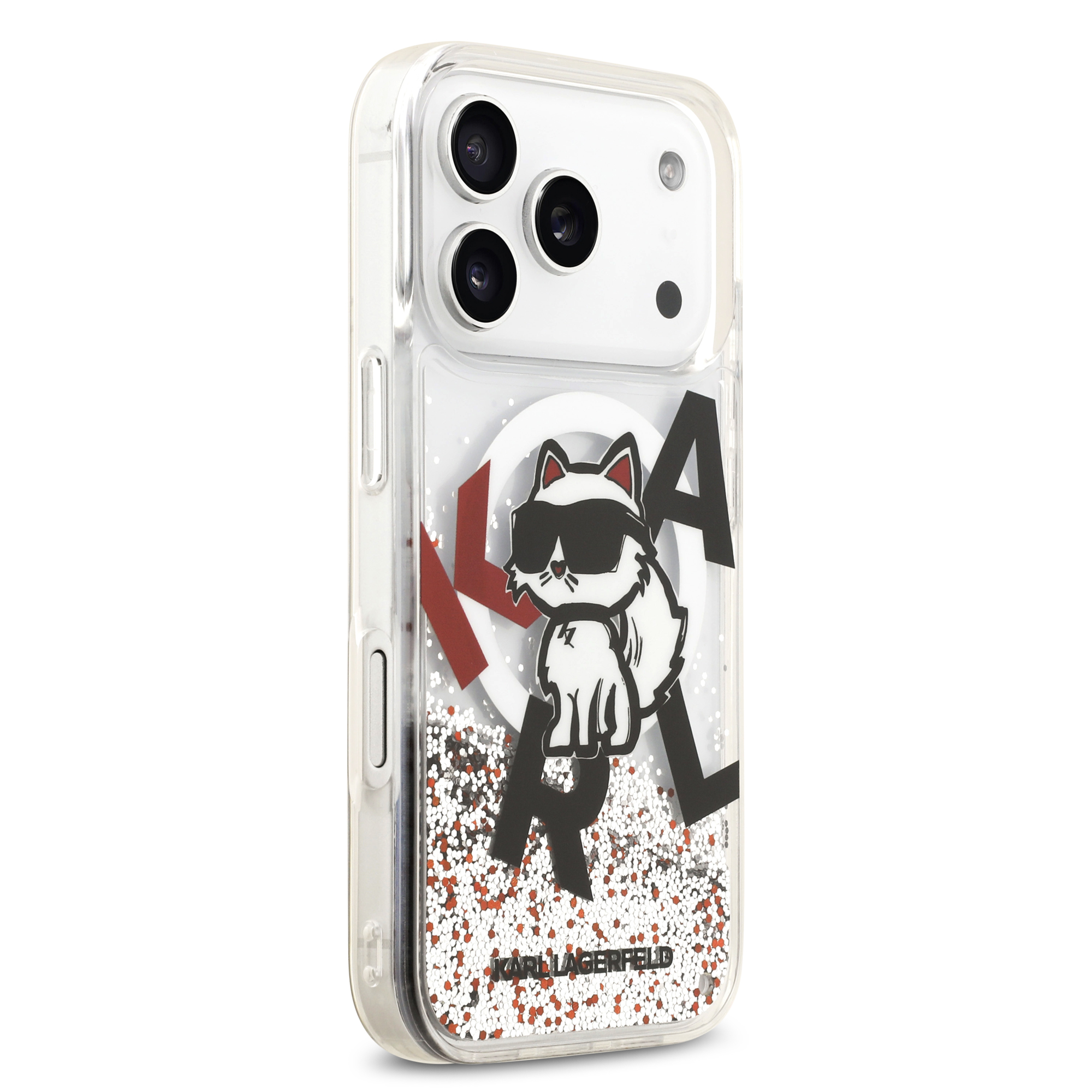 iPhone 17 Pro - KARL LAGERFELD Liquid Glitter With Scattered Choupette Transparent - 4