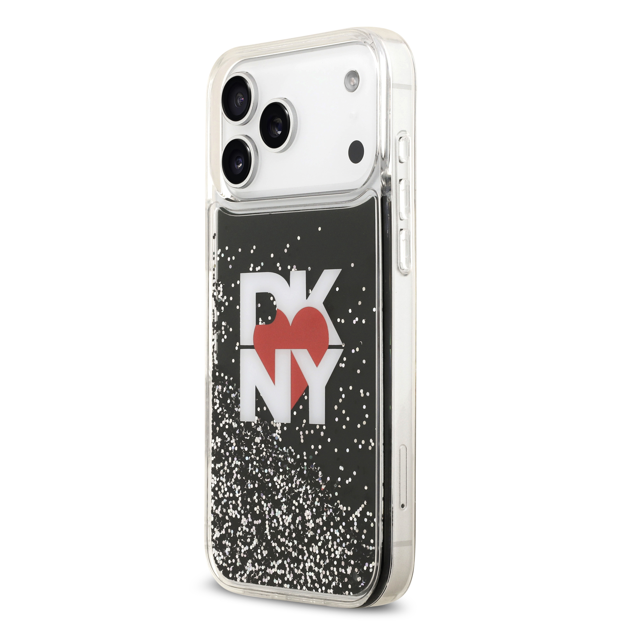 iPhone 17 Pro Max - DKNY Liquid Glitter With Printed Heart Of NY Logo Black - 2