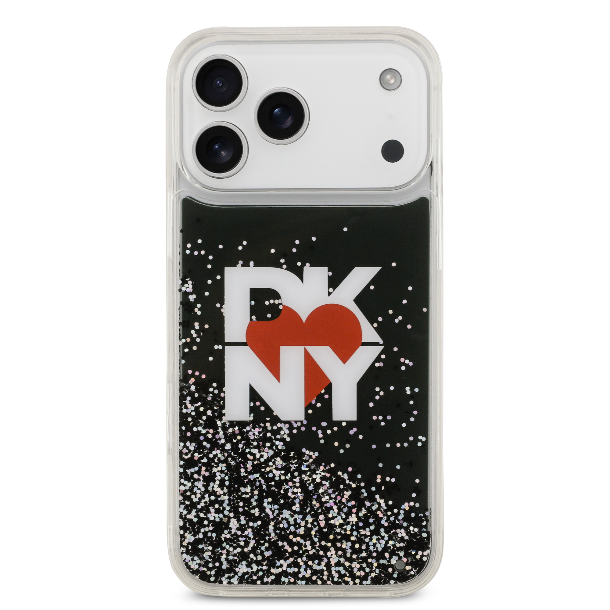 iPhone 17 Pro Max - DKNY Liquid Glitter With Printed Heart Of NY Logo Black - 3
