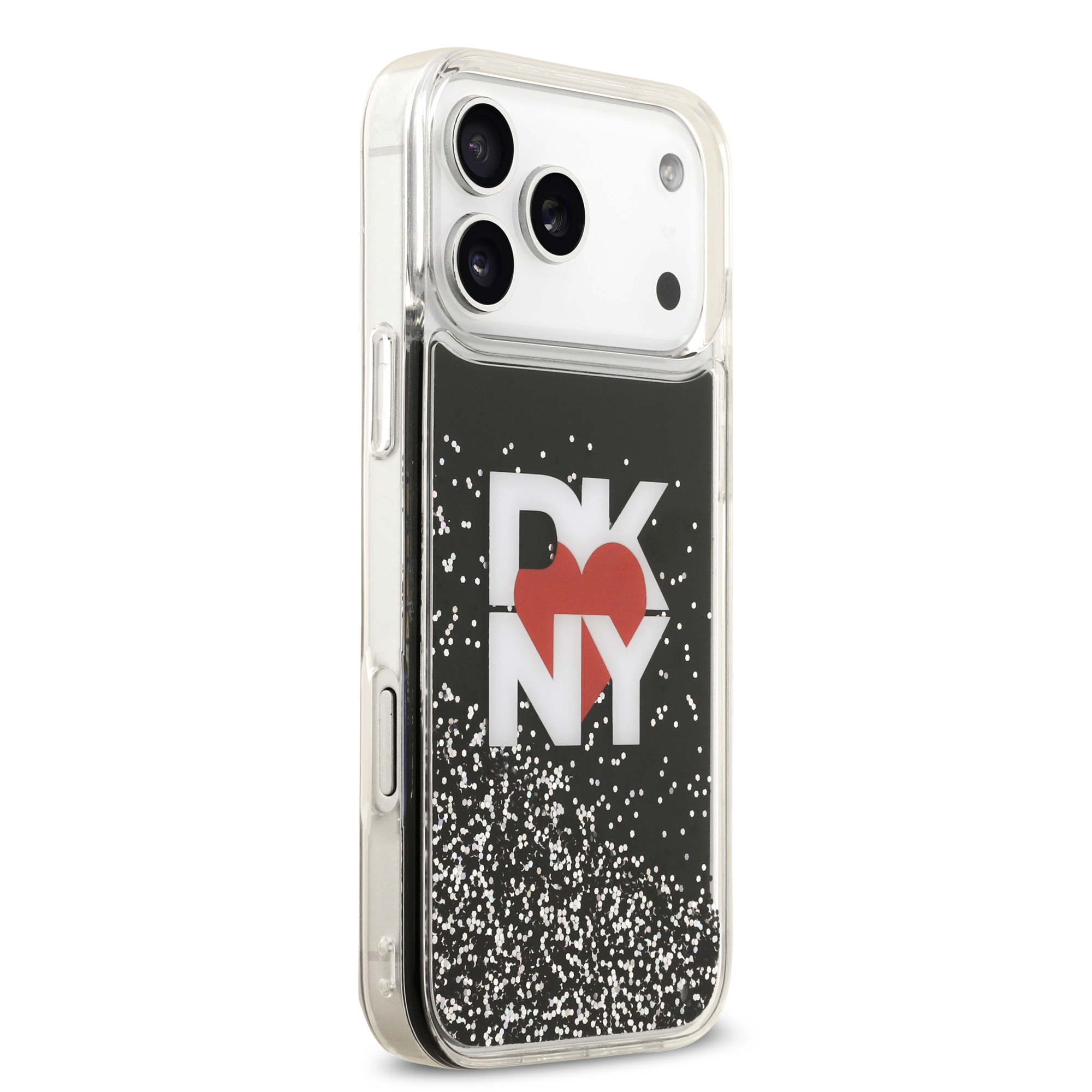 iPhone 17 Pro Max - DKNY Liquid Glitter With Printed Heart Of NY Logo Black - 4