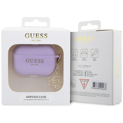 AirPods 3 - GUESS Silicone Case Classic Logo Gold With Charm Purple - 3
