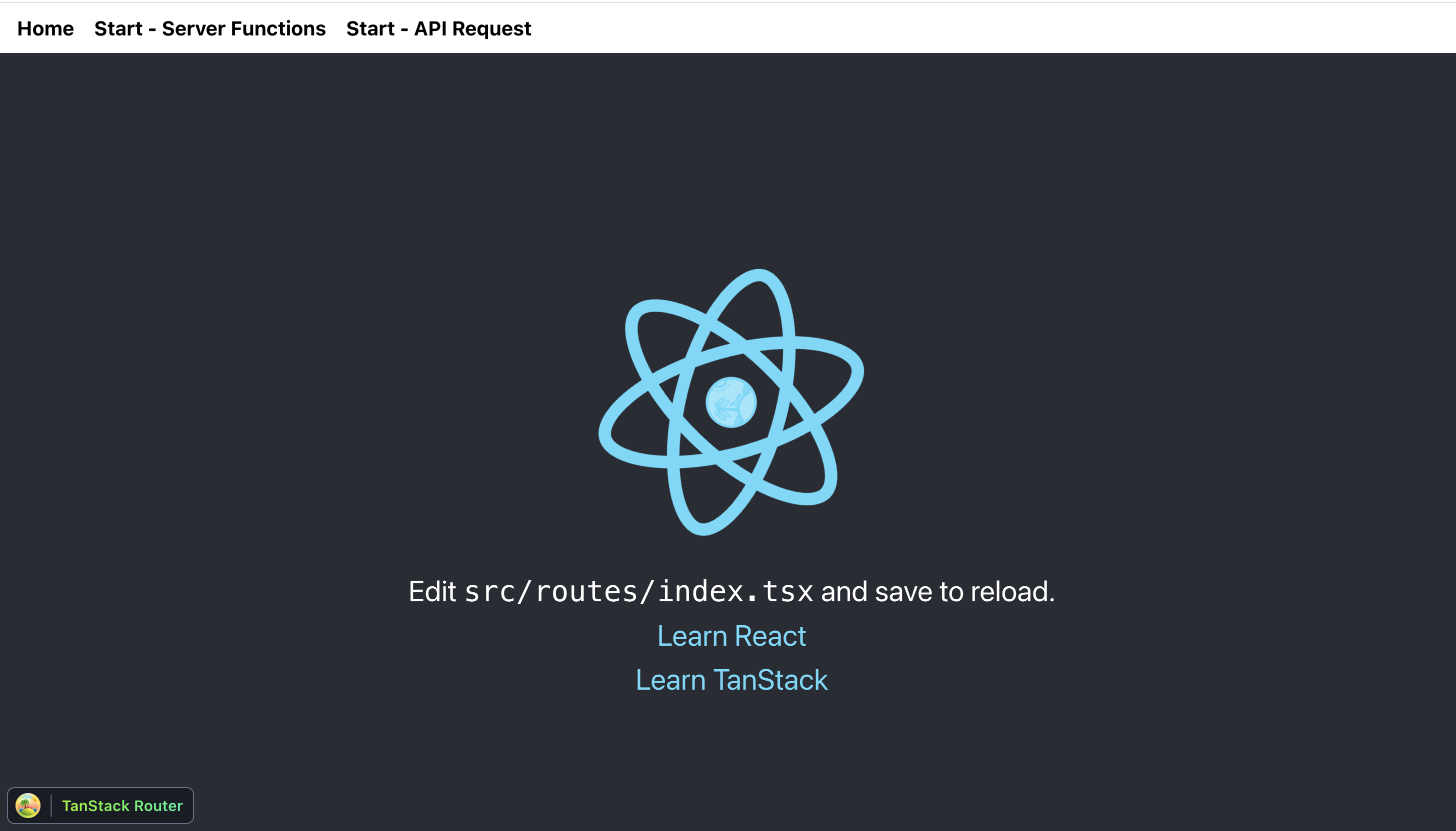 TanStack Start Welcome Page After Setup