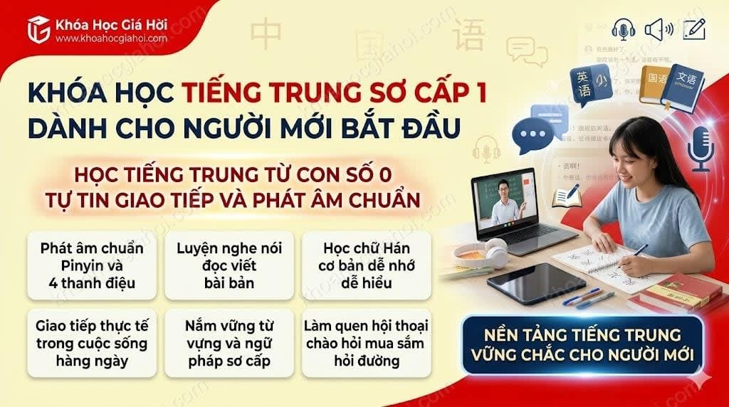 Khóa Học Tiếng Trung Sơ Cấp 1 - Dành Cho Người Mới Bắt Đầu