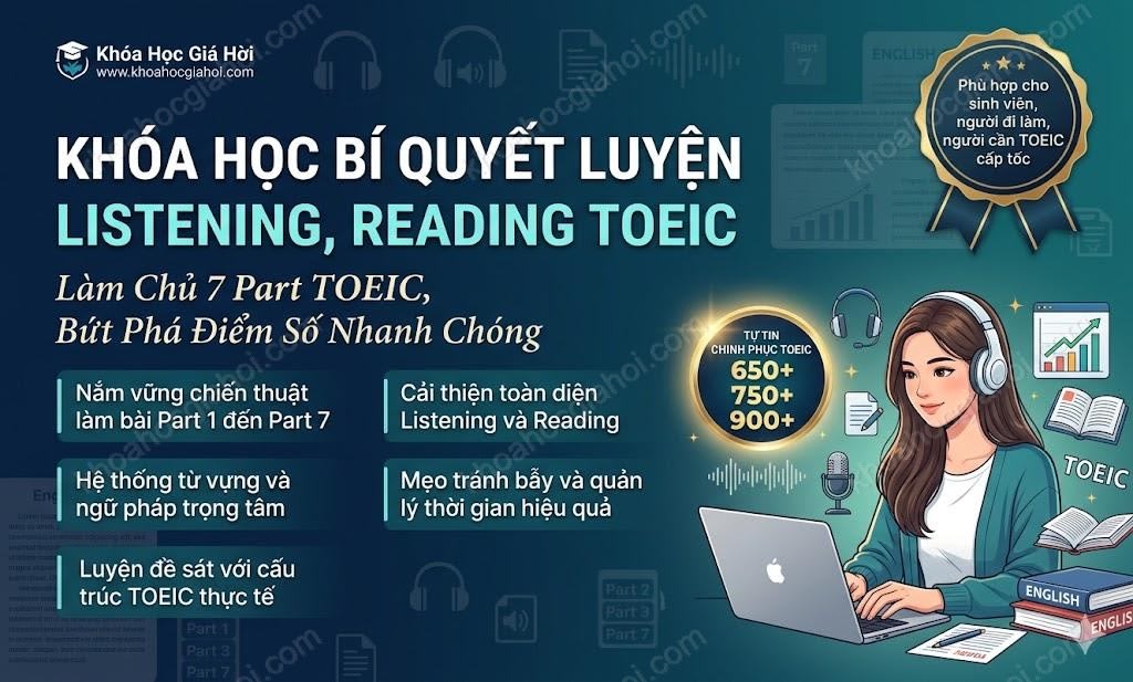 Khóa Học Bí Quyết Luyện Listening, Reading Toeic