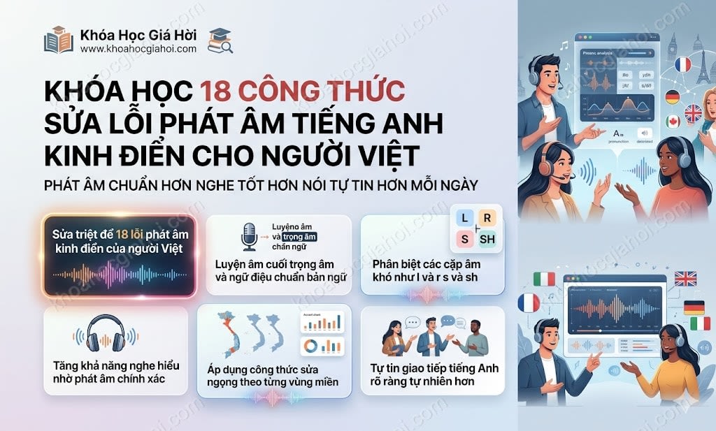 Khóa Học 18 Công Thức Sửa Lỗi Phát Âm Tiếng Anh Kinh Điển Cho Người Việt