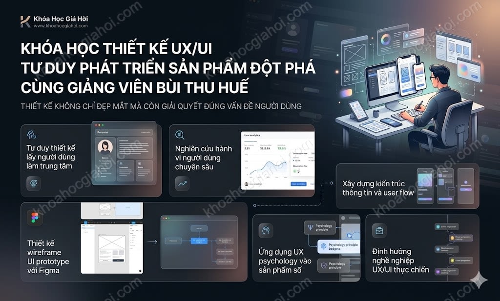 Khóa Học Thiết Kế UX/UI - Tư Duy Phát Triển Sản Phẩm Đột Phá Cùng Giảng Viên Bùi Thu Huế