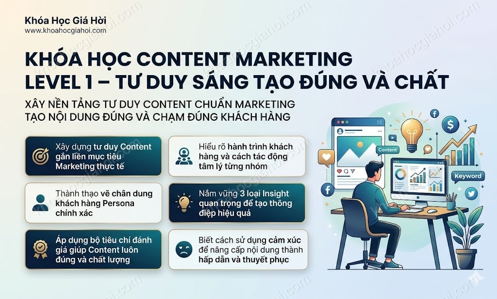 Khóa Học Content Marketing Level 1 – Tư Duy Sáng Tạo Đúng Và Chất