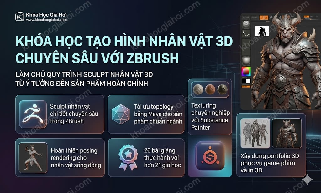 Khóa Học Tạo Hình Nhân Vật 3D Chuyên Sâu Với Zbrush