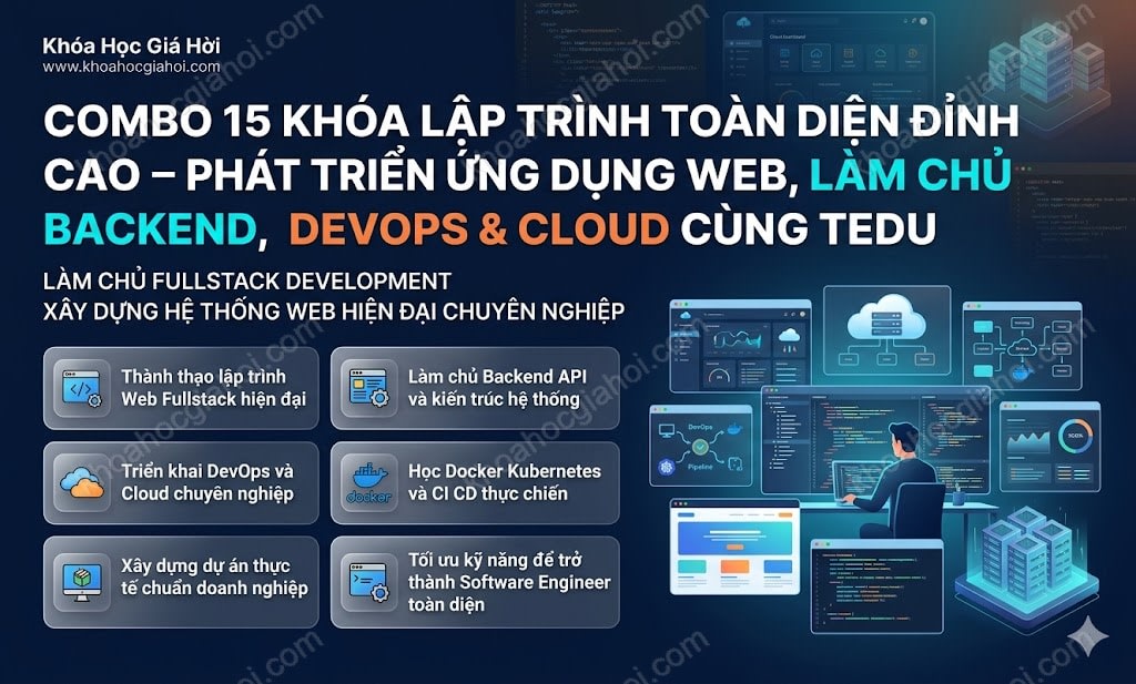 Combo 15 Khóa Lập Trình Toàn Diện Đỉnh Cao – Phát Triển Ứng Dụng Web, Làm Chủ Backend, Devops & Cloud Cùng Tedu