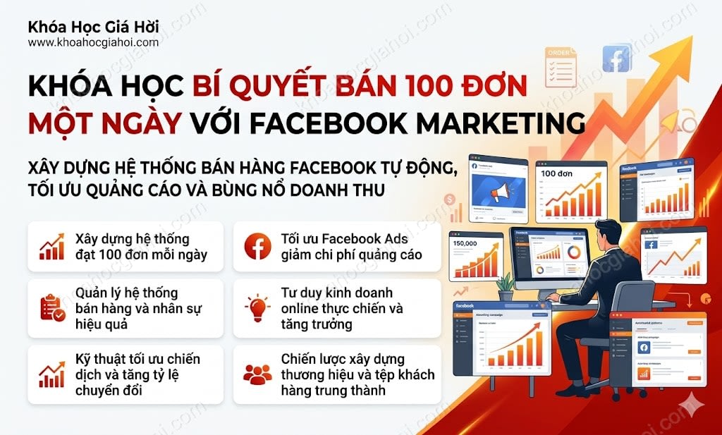 Khoá Học Bí Quyết Bán 100 Đơn Một Ngày Với Facebook Marketing Khoá Học Bí Quyết Bán 100 Đơn Một Ngày Với Facebook Marketing