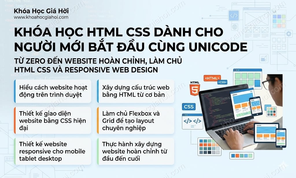Khóa Học HTML - CSS Dành Cho Người Mới Bắt Đầu Cùng Unicode