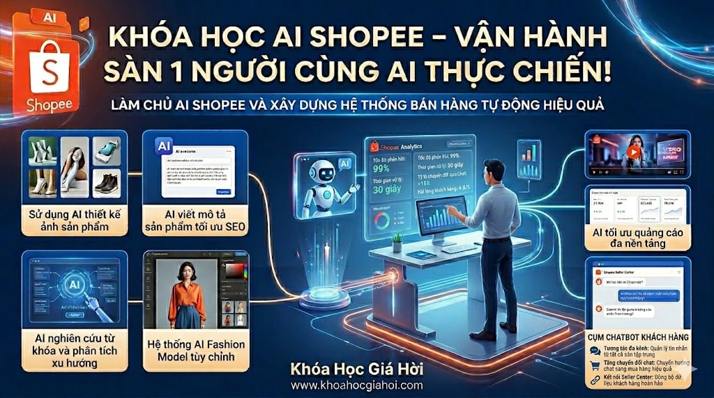 Khóa Học AI Shopee – Vận Hành Sàn 1 Người Cùng AI Thực Chiến!
