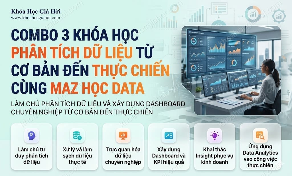 Combo 3 Khóa Học Phân Tích Dữ Liệu Từ Cơ Bản Đến Thực Chiến Cùng Maz Học Data