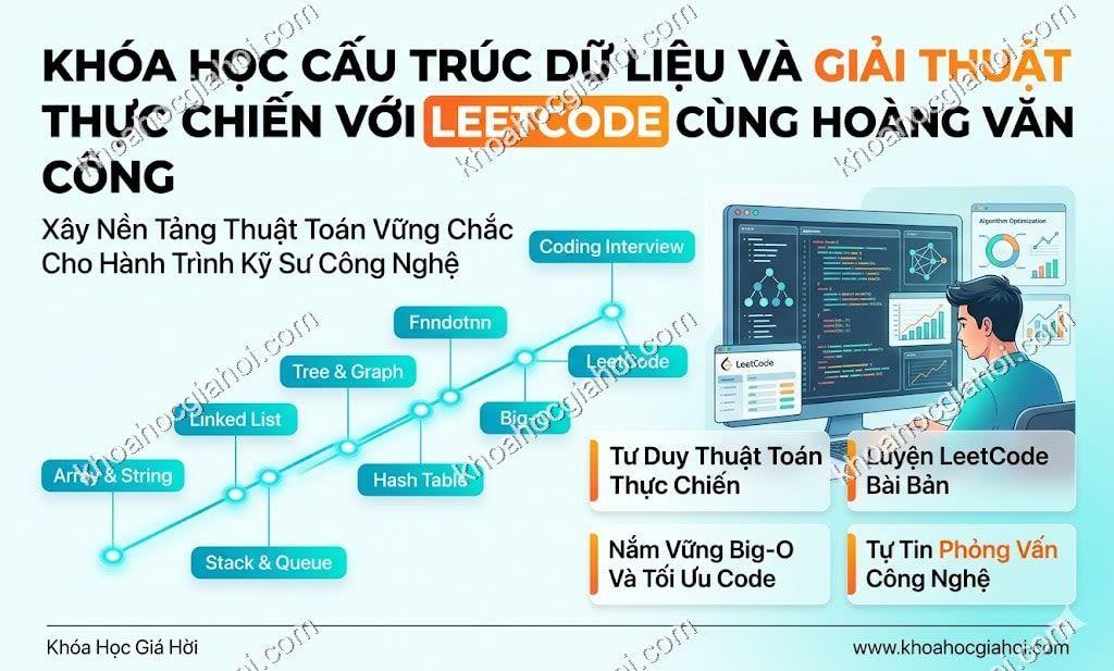 Khóa Học Cấu Trúc Dữ Liệu Và Giải Thuật Thực Chiến Với Leetcode Cùng Hoàng Văn Công