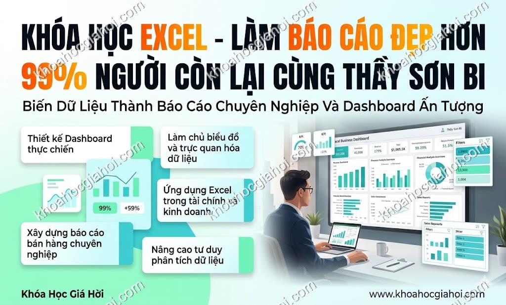 Khóa Học Excel - Làm Báo Cáo Đẹp Hơn 99% Người Còn Lại Cùng Thầy Sơn Bi