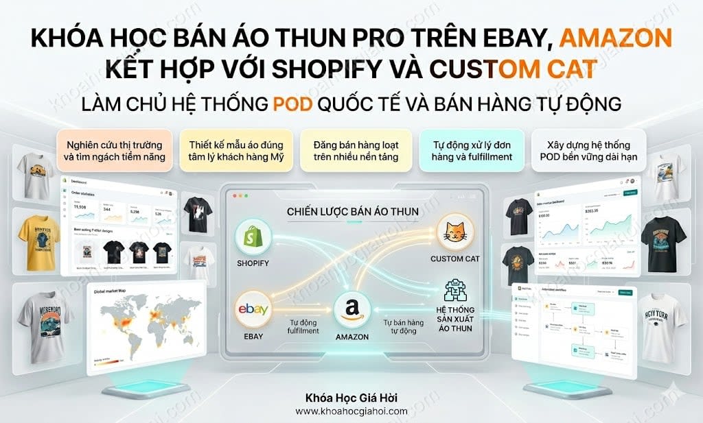 Khóa Học Bán Áo Thun Pro Trên Ebay, Amazon Kết Hợp Với Shopify Và Custom Cat
