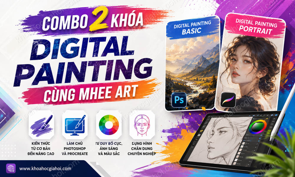 Combo 2 Khóa Digital Painting Cùng Mhee Art