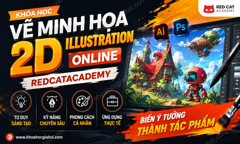 Khóa Học Vẽ Minh Họa 2D Illustration Online – Redcatacademy