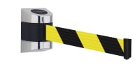 Tensabarrier wall mount chrome - black unit with 4,6m yellow/black webbing