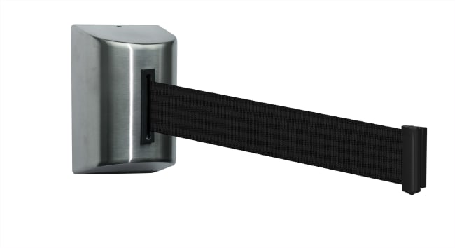 Tensabarrier wall mount black - black unit with 4,6m black webbing